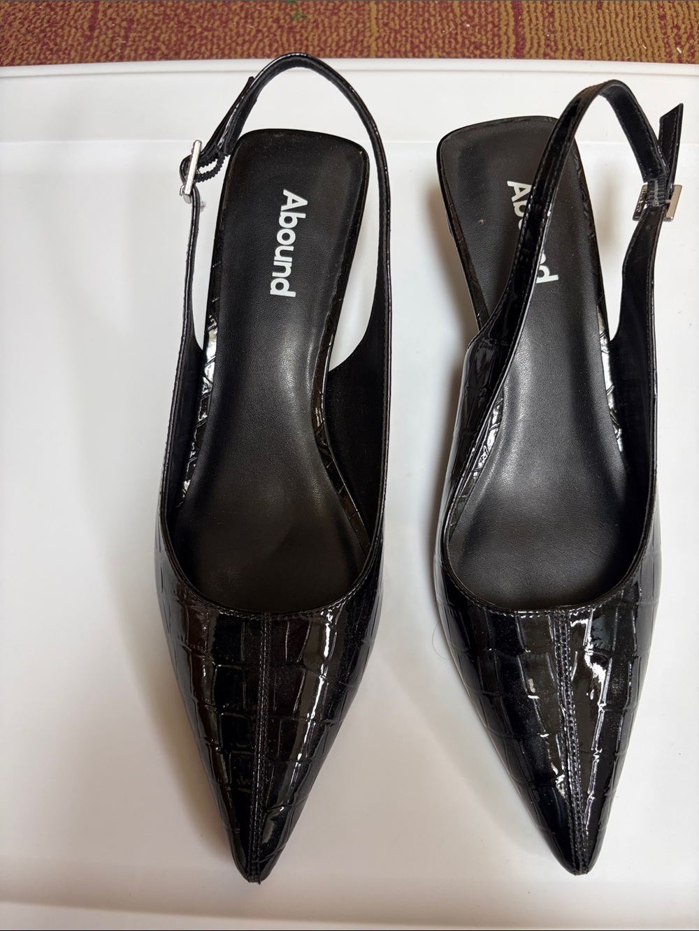 Abound Black Patent Pointed Slingback Mules